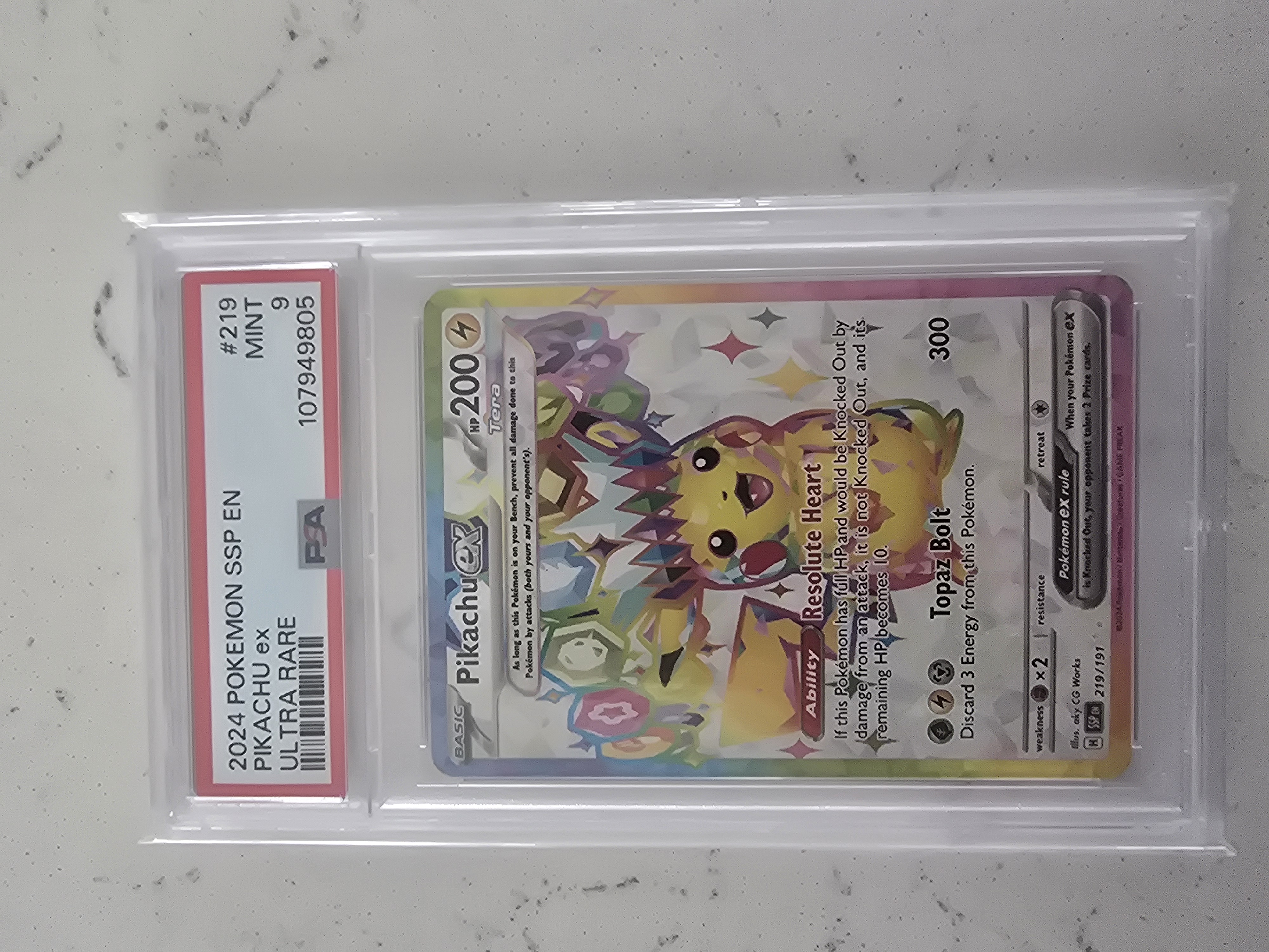 2024 ピカチュウ ex PSA9 ULTRA RARE Pikachu EX Ultra Rare (219) 2024 Pokemon Ssp EN-Surging Sparks